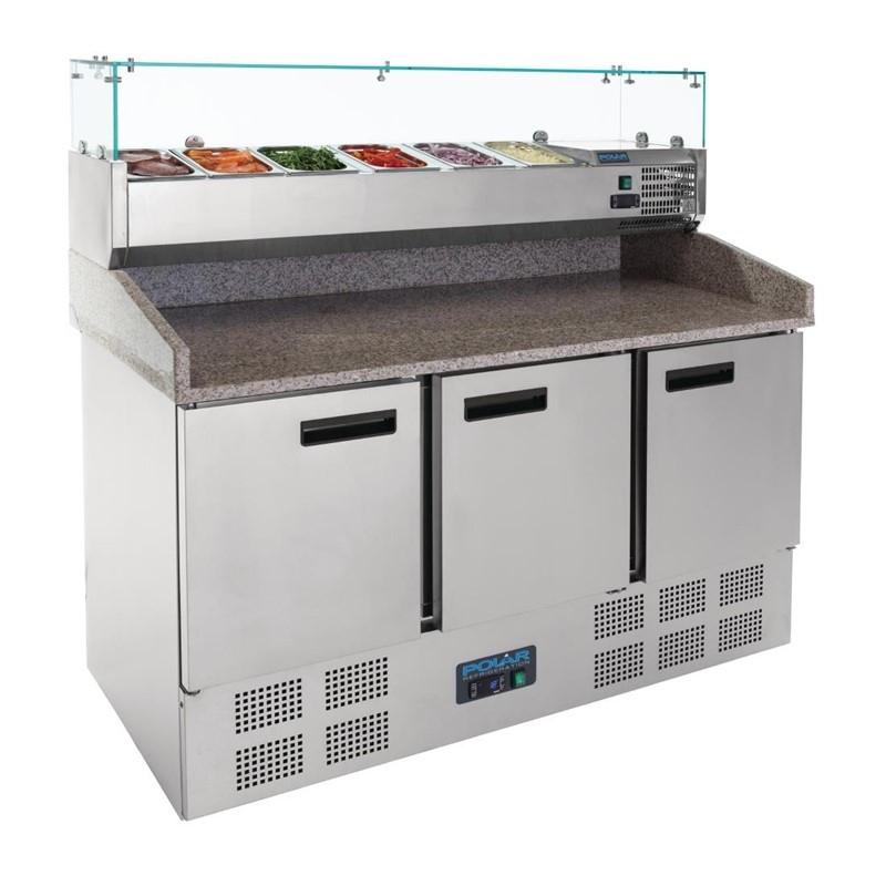 Gekoelde 3-deurs pizza- en saladebereider 368L