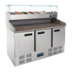 Comptoir de pr&eacute;paration pizza et salade r&eacute;frig&eacute;r&eacute; 3 portes 368L