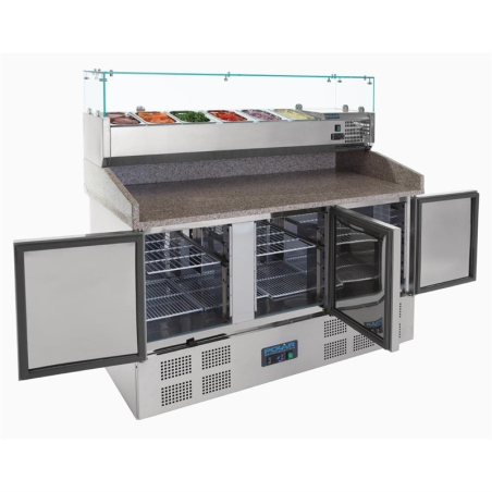 Gekoelde 3-deurs pizza- en saladebereider 368L