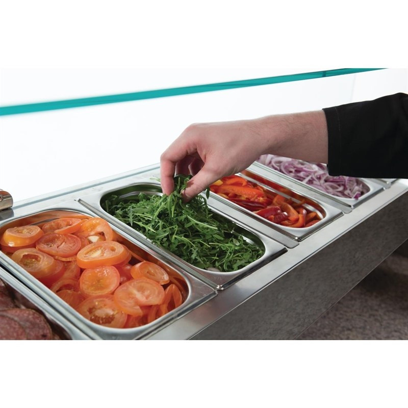 Comptoir de pr&eacute;paration pizza et salade r&eacute;frig&eacute;r&eacute; 3 portes 368L
