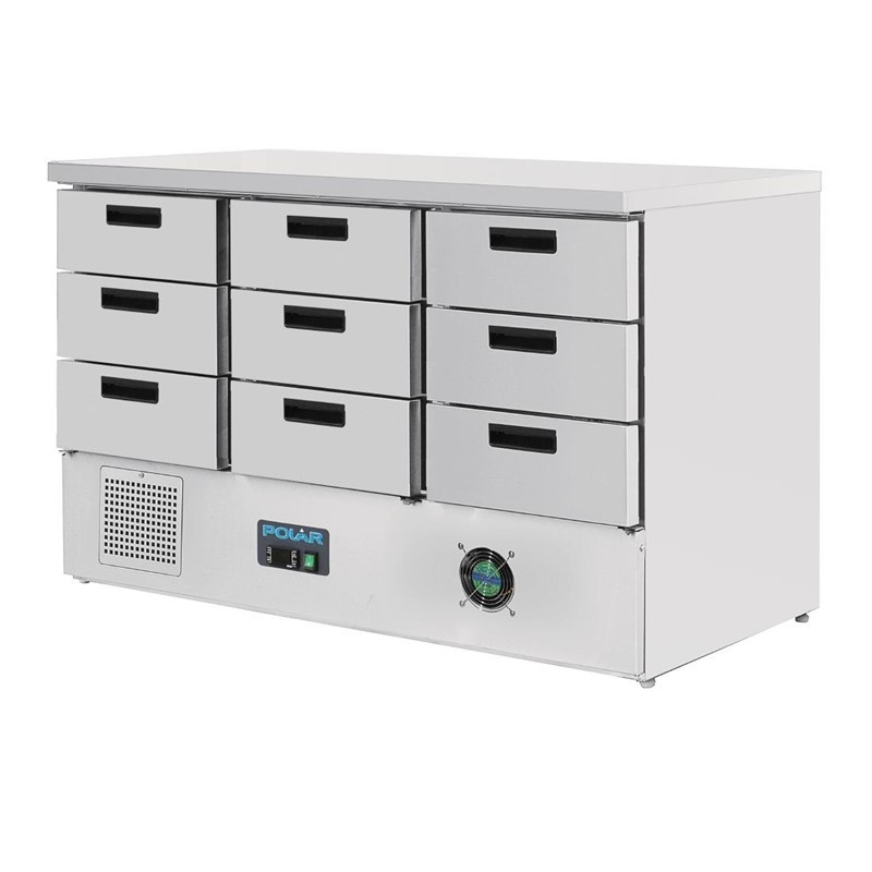 Polar G 368L serie 9-lade positief gekoelde tafel