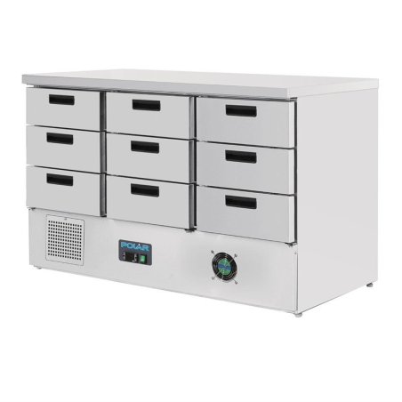 Polar G 368L serie 9-lade positief gekoelde tafel