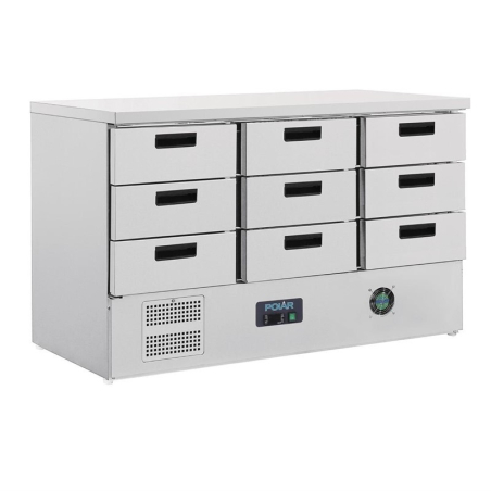 Polar G 368L serie 9-lade positief gekoelde tafel