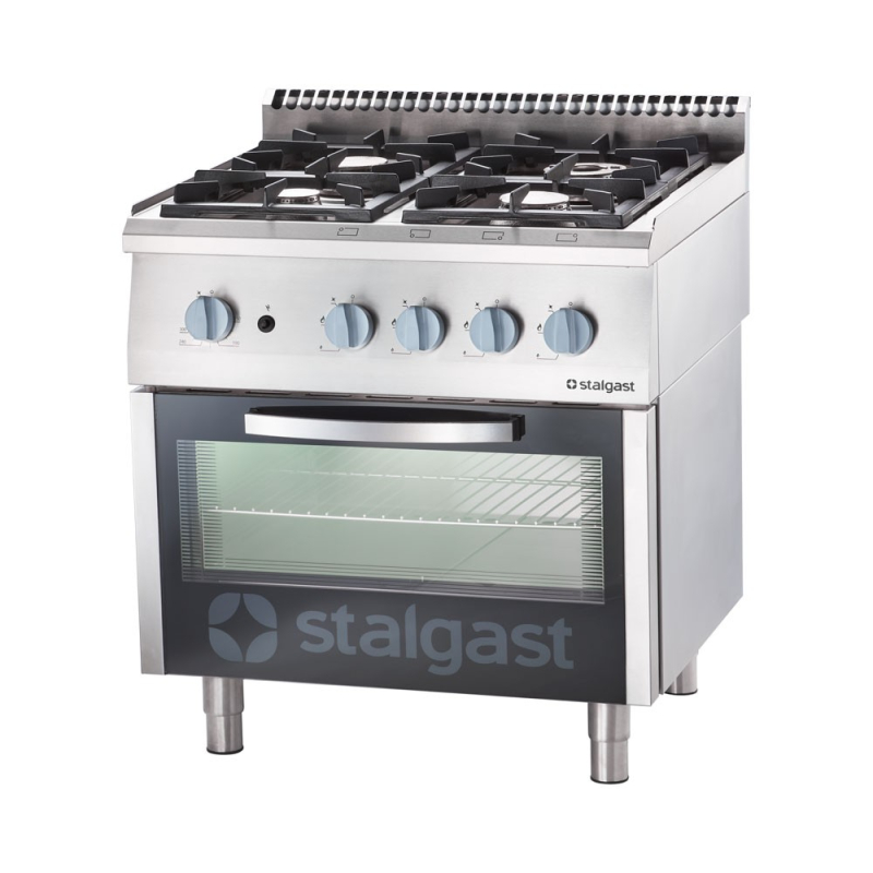 Cuisini&egrave;re &agrave; gaz 4 br&ucirc;leurs avec four &agrave; gaz 22.5 + 5 kw, g20 - 9710210 - Stalgast
