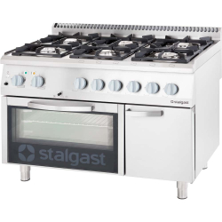 Gasfornuis 6 pits met elektrische oven, 32,5 + 7 kw, g20 - 9717110 - Stalgast
