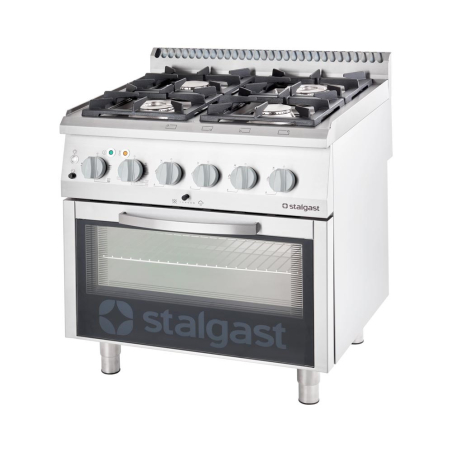 Gasfornuis 4 pitten 800x700x850 met elektrische oven 24 + 7 kw (statisch) - g30/31 (propaan-butaan) - 9716330 - Stalgast