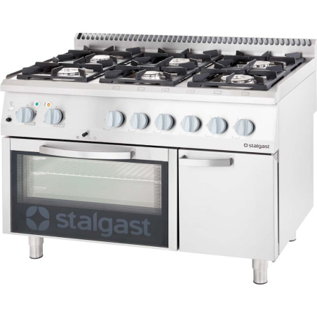 Gasfornuis 6 pitten 1200x700x850 met elektrische oven 332,5 + 7 kw (statisch) - g30 - 9718130 - Stalgast