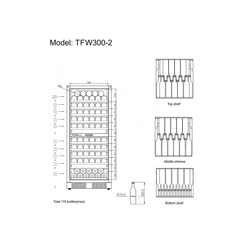 TFW300-2F Tefcold Wine Cooler