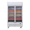 Armoire r&eacute;frig&eacute;r&eacute;e 2 portes vitr&eacute;es &agrave; charni&egrave;res avec caisson lumineux Polar S&eacute;rie G 950L