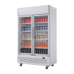 Armoire r&eacute;frig&eacute;r&eacute;e 2 portes vitr&eacute;es &agrave; charni&egrave;res avec caisson lumineux Polar S&eacute;rie G 950L