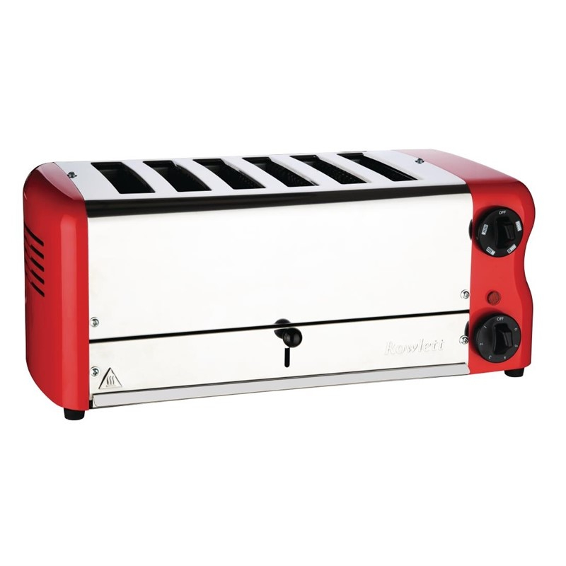 Grille-pain 6 fentes avec grille sandwich et r&eacute;sistance suppl&eacute;mentaire Rowlett Esprit rouge