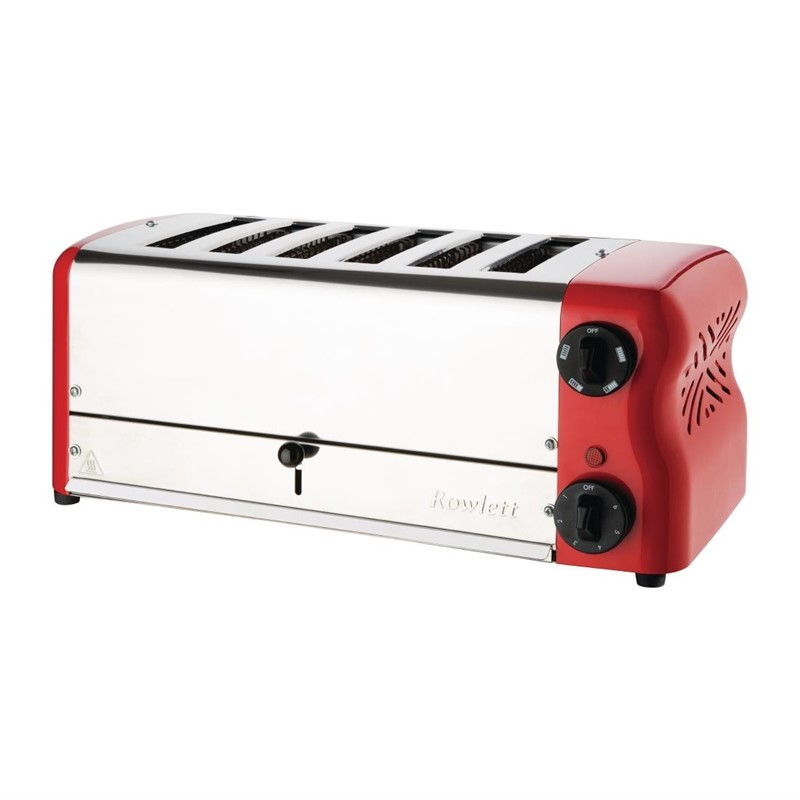 Grille-pain 6 fentes avec grille sandwich et r&eacute;sistance suppl&eacute;mentaire Rowlett Esprit rouge