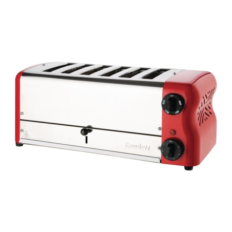 Grille-pain 6 fentes avec grille sandwich et r&eacute;sistance suppl&eacute;mentaire Rowlett Esprit rouge