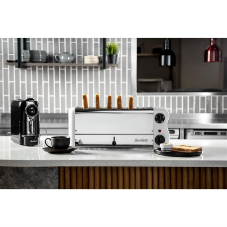 Grille-pain 6 fentes avec grille sandwich et r&eacute;sistance suppl&eacute;mentaire Rowlett Esprit blanc