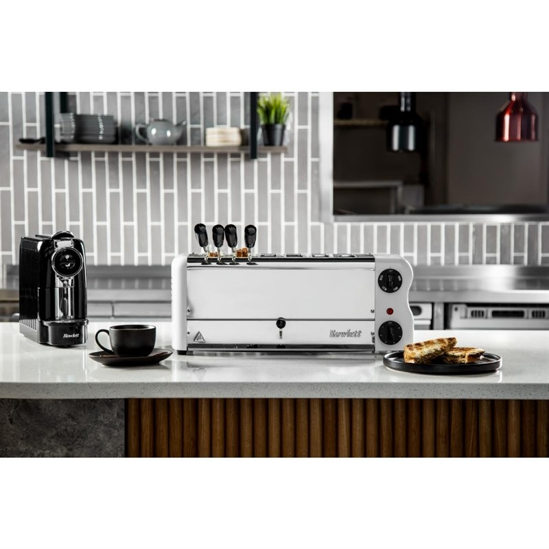 Grille-pain 6 fentes avec grille sandwich et r&eacute;sistance suppl&eacute;mentaire Rowlett Esprit blanc