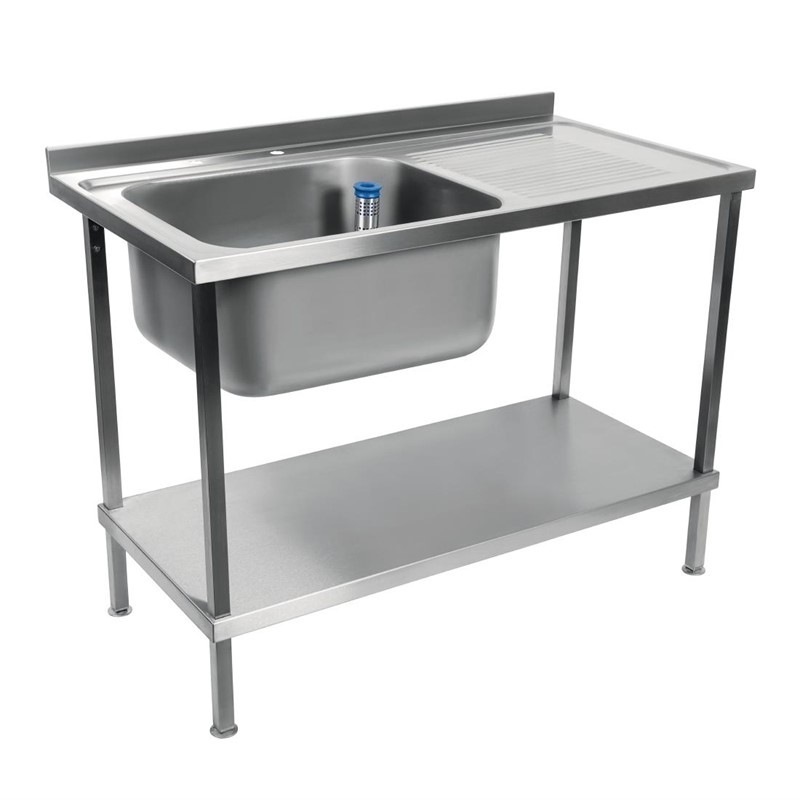 Plonge inox soud&eacute;e cuve &agrave; droite &eacute;gouttoir &agrave; gauche Holmes 1000mm