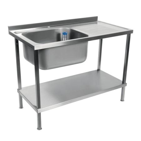 Plonge inox soud&eacute;e cuve &agrave; droite &eacute;gouttoir &agrave; gauche Holmes 1000mm