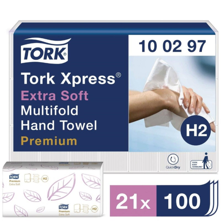 Essuie-mains ultra doux 2 plis Multifold Tork (Pack 2100)