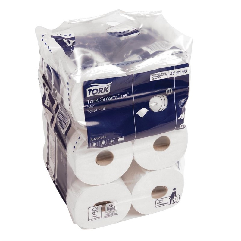 Mini rouleaux de papier toilette Smart One Tork (Pack 12)