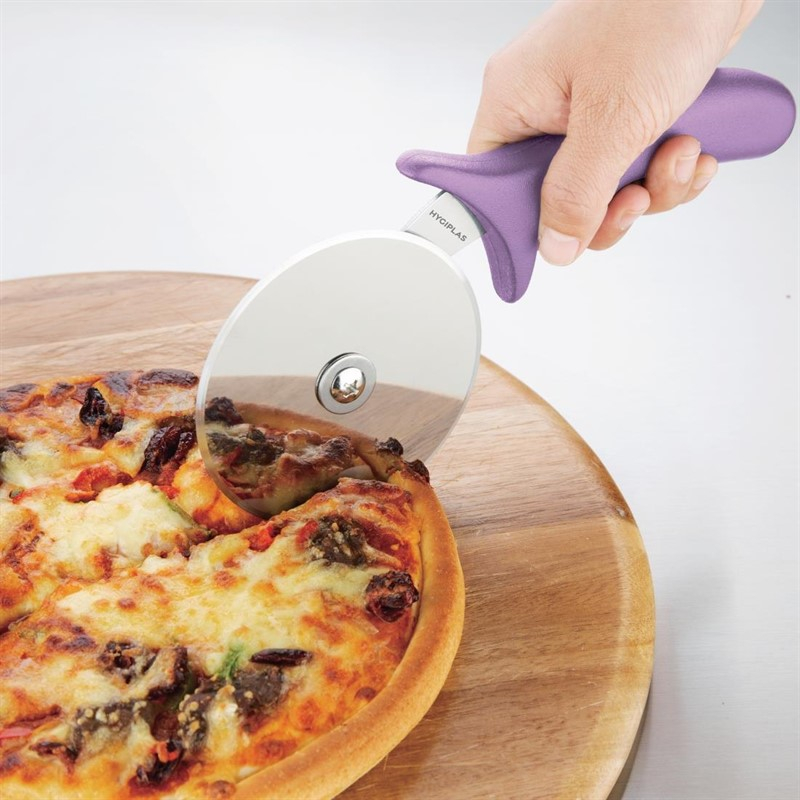 Roulette &agrave; pizza code couleur violet allerg&egrave;nes Hygiplas 102mm