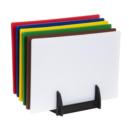 Lot de 6 planches &agrave; d&eacute;couper standard basse densit&eacute; avec support et poster Hygiplas