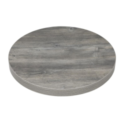 Plateau de table rond pr&eacute;-perc&eacute; en m&eacute;lamine Bolero gris 600 mm