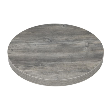 Plateau de table rond pr&eacute;-perc&eacute; en m&eacute;lamine Bolero gris 600 mm