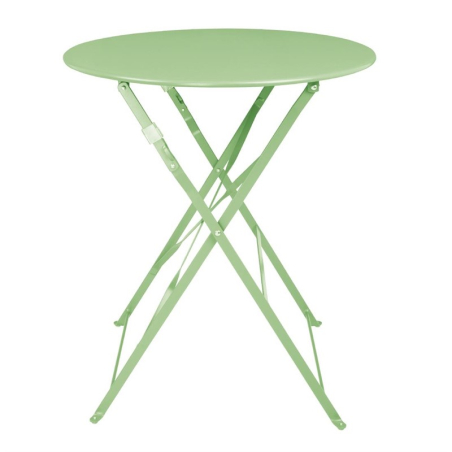 Table de terrasse carr&eacute;e pliante en acier Bolero vert clair 595 mm