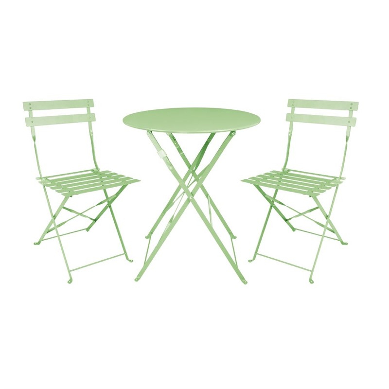 Table de terrasse carr&eacute;e pliante en acier Bolero vert clair 595 mm