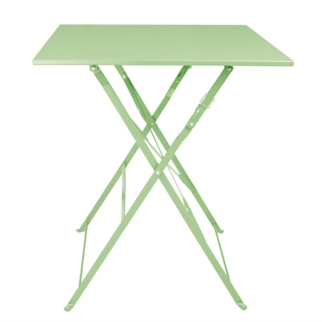 Table de terrasse carr&eacute;e pliante en acier Bolero vert clair 600 mm