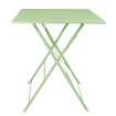 Table de terrasse carr&eacute;e pliante en acier Bolero vert clair 600 mm