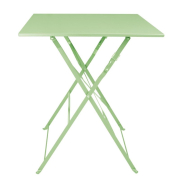 Table de terrasse carr&eacute;e pliante en acier Bolero vert clair 600 mm