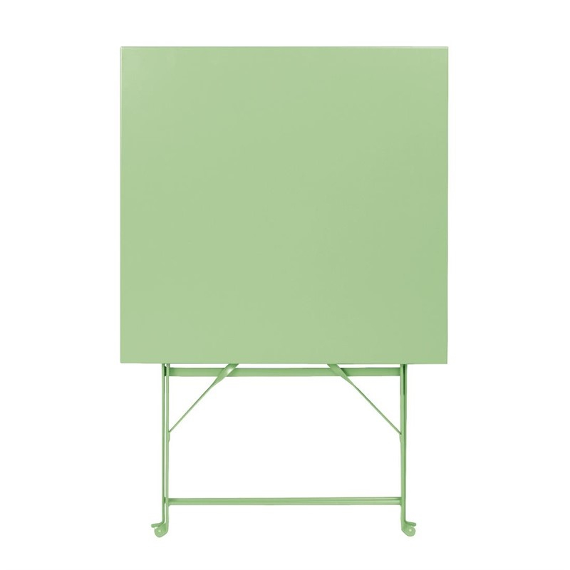 Table de terrasse carr&eacute;e pliante en acier Bolero vert clair 600 mm