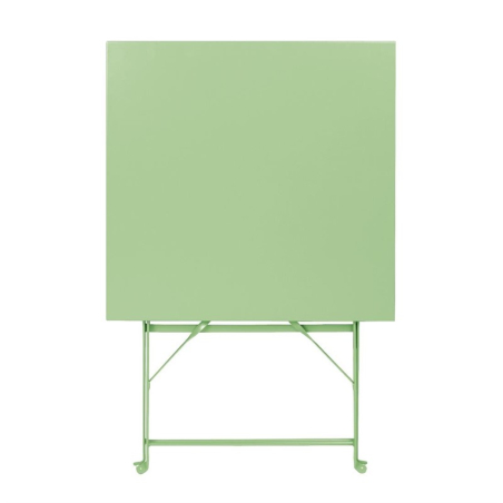Table de terrasse carr&eacute;e pliante en acier Bolero vert clair 600 mm