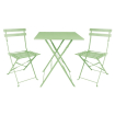 Table de terrasse carr&eacute;e pliante en acier Bolero vert clair 600 mm