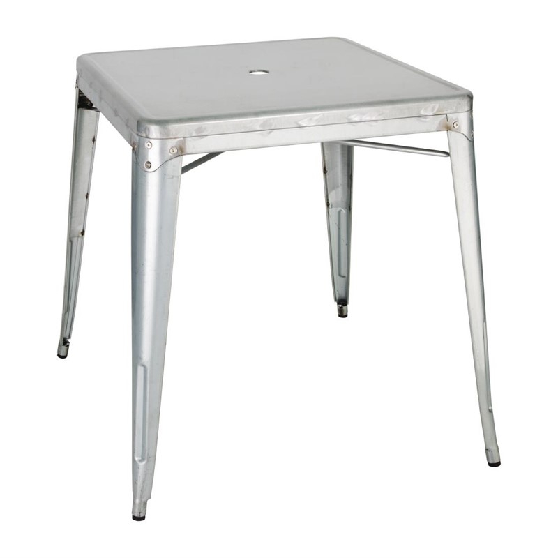 Table carr&eacute;e en acier gris Bolero Bistro 668mm