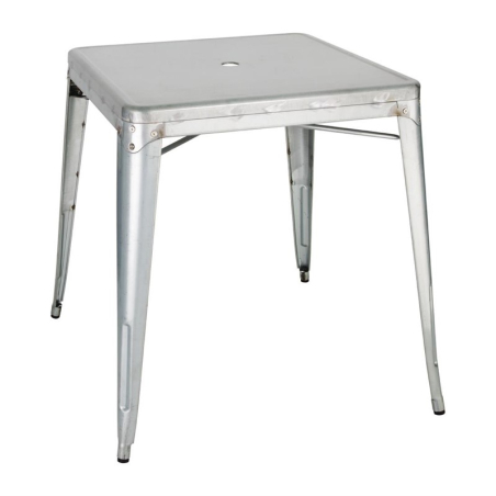 Table carr&eacute;e en acier gris Bolero Bistro 668mm