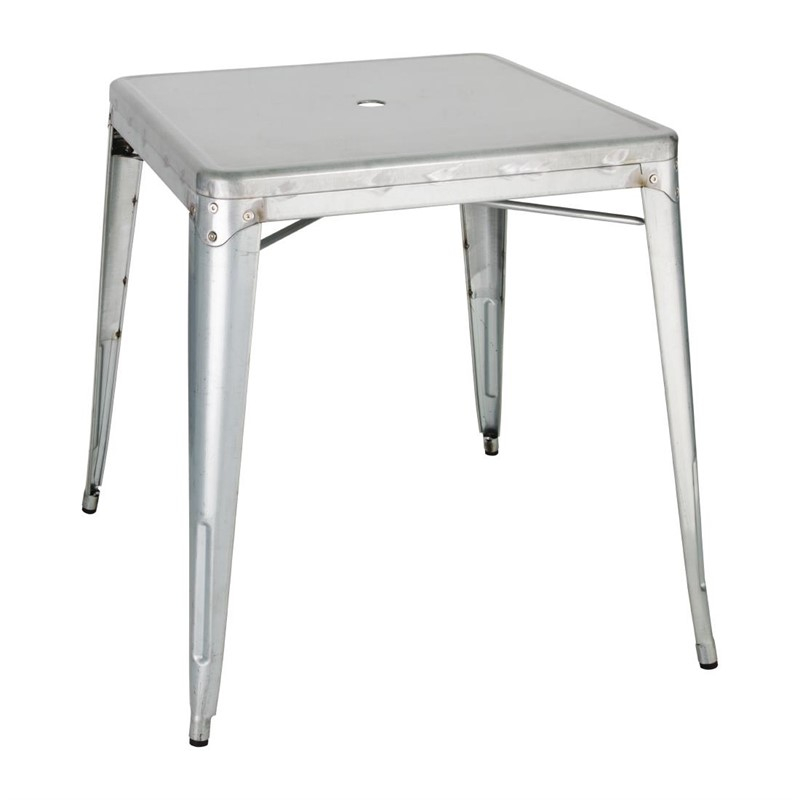 Table carr&eacute;e en acier gris Bolero Bistro 668mm
