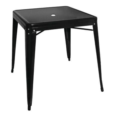Table carr&eacute;e en acier noir Bolero Bistro 668mm