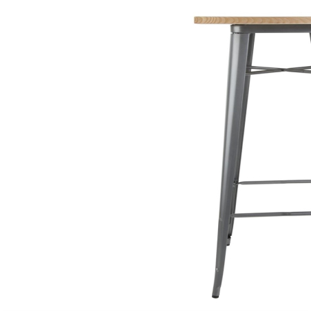 Table de bar grise avec plateau en bois Bolero Bistro