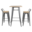 Table de bar grise avec plateau en bois Bolero Bistro