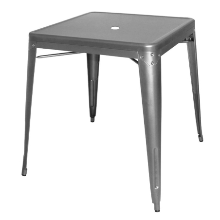 Table carr&eacute;e en acier gris m&eacute;tallis&eacute; Bolero Bistro 668mm