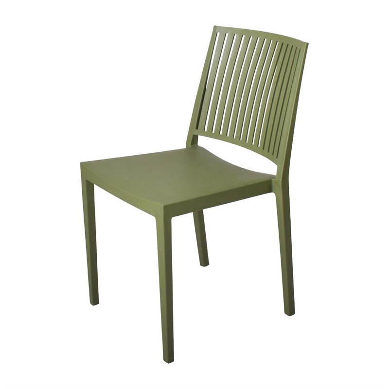 Chaises d'ext&eacute;rieur en polypropyl&egrave;ne empilables Baltimore vert olive (lot de 4)