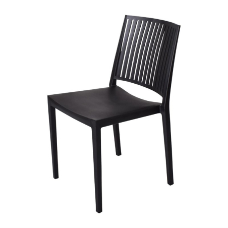Chaises d'ext&eacute;rieur en polypropyl&egrave;ne empilables Baltimore noires (lot de 4)