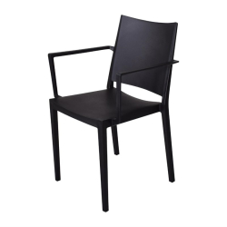 Fauteuils d'ext&eacute;rieur en polypropyl&egrave;ne empilables Florence noirs (lot de 4)