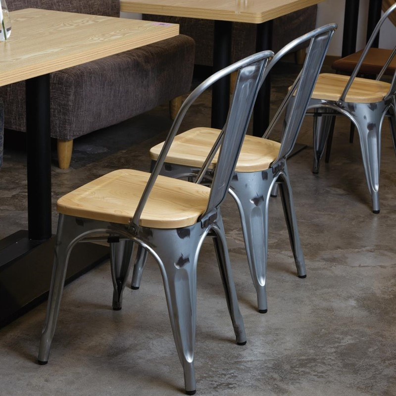 Chaises en acier avec assise en bois Bolero (lot de 4)