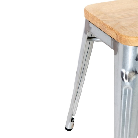 Tabourets bistro bas en acier avec assise en bois Bolero (lot de 4)