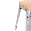 Tabourets bistro bas en acier avec assise en bois Bolero (lot de 4)