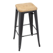 Tabouret bistro haut en acier gris avec assise en bois Bolero lot de 4
