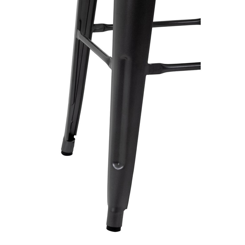 Tabouret bistro haut en acier gris avec assise en bois Bolero lot de 4